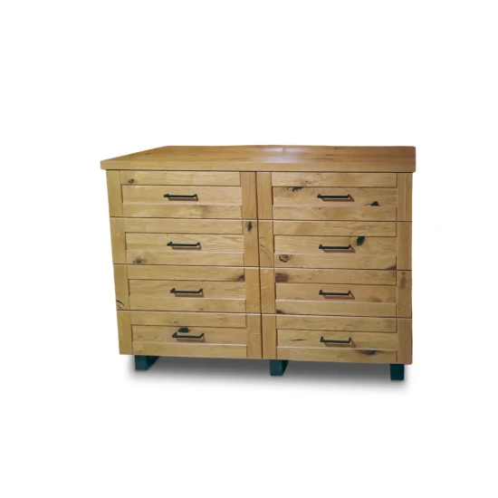 Komoda 8S Karmel 140 cm lite drewno + elementy fornirowane