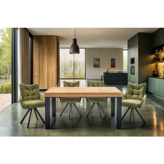 Stół rozkładany 160/90 + 40 cm SJ51 Loft + 6 krzeseł Ivona