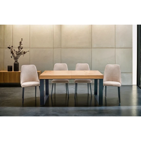 Stół rozkładany 160/90 + 40 cm SJ51 loft + 6 Krzeseł OLO