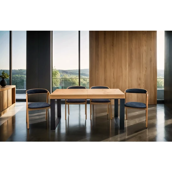 Stół rozkładany 160/90 + 40 cm SJ51 loft + 6 krzeseł X1