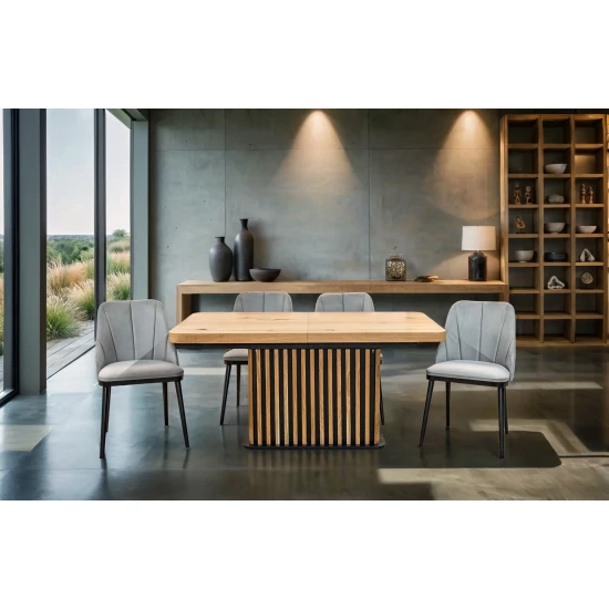 Stół Lamel rozkładany 160/90 +2×40 cm + 4 Krzesła Tokyo