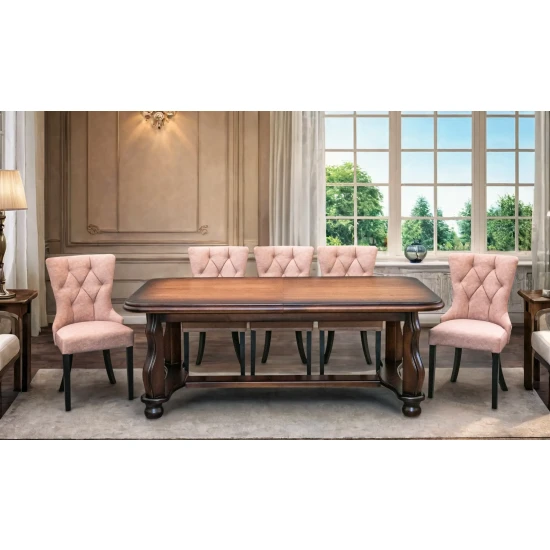 Stół klasyczny Vento 202×102 + 2×50 cm + 6 Krzeseł KW100