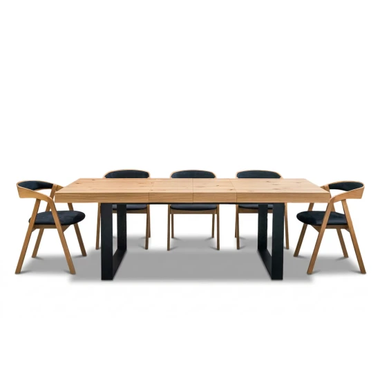 Stół rozkładany 160/90 + 40 cm SJ51 loft + 6 krzeseł X1