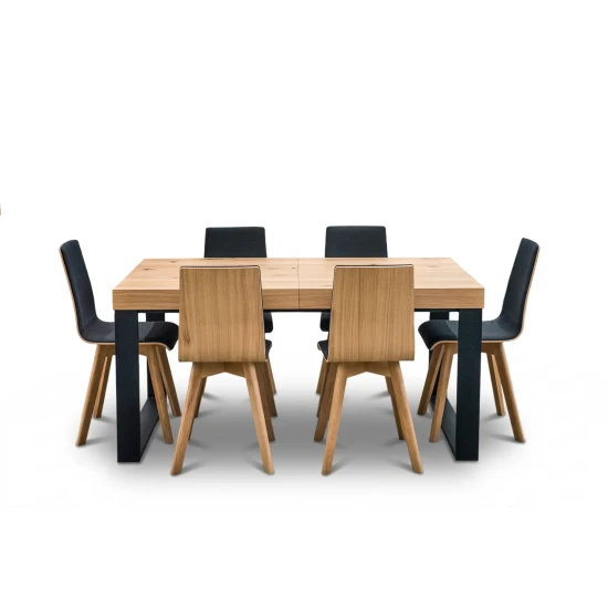 Stół rozkładany 160/90 + 40 cm SJ51 loft + 6 Krzeseł LUKA
