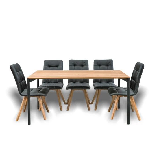 Stół Dębowy EDGE nierozkładany 160×90 cm + 4x Krzesła KW110