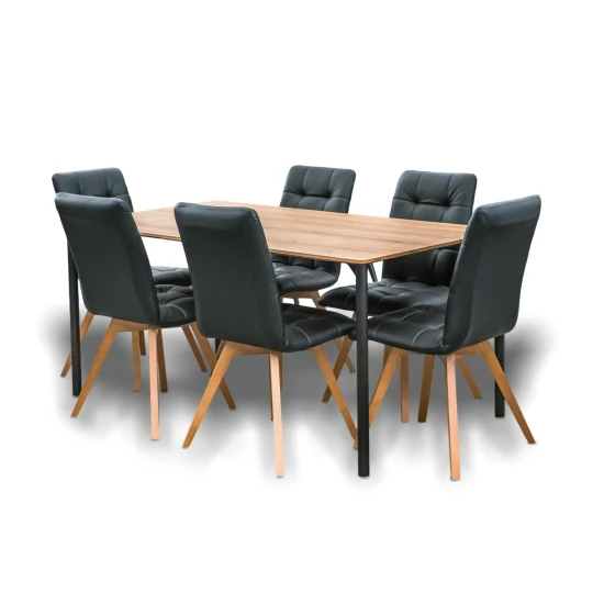 Stół Dębowy EDGE nierozkładany 160×90 cm + 4x Krzesła KW110