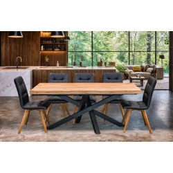 Stół XENO Rozkładany 160/90 + 2×40 + 6 krzeseł KW110