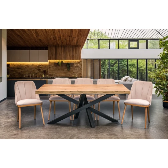 Stół XENO Rozkładany 160/90 + 2×40 + 6 Krzeseł Tokyo