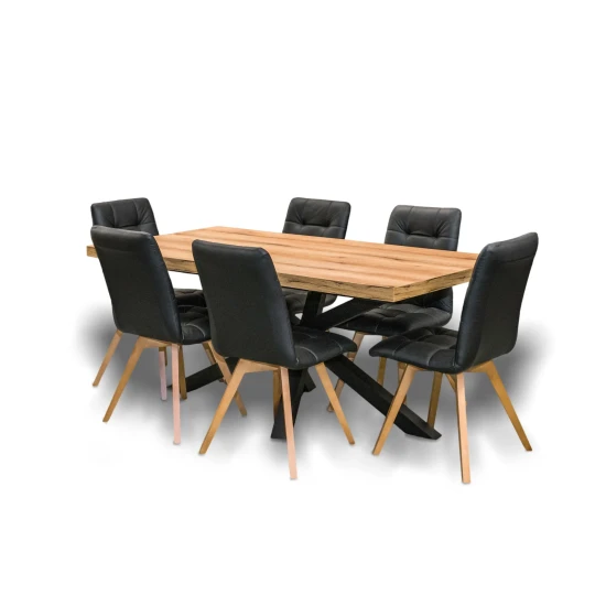 Stół XENO Rozkładany 160/90 + 2×40 + 6 krzeseł KW110