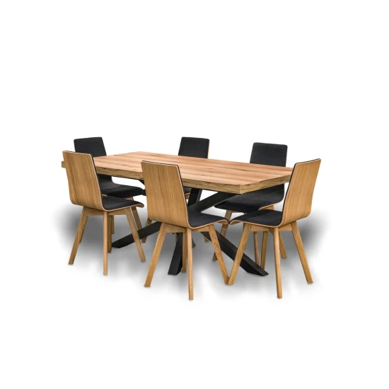 Stół XENO Rozkładany 160/90 + 2×40 + 6 Krzeseł LUKA