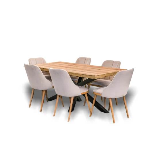 Stół XENO Rozkładany 160/90 + 2×40 + 6 Krzeseł Tokyo