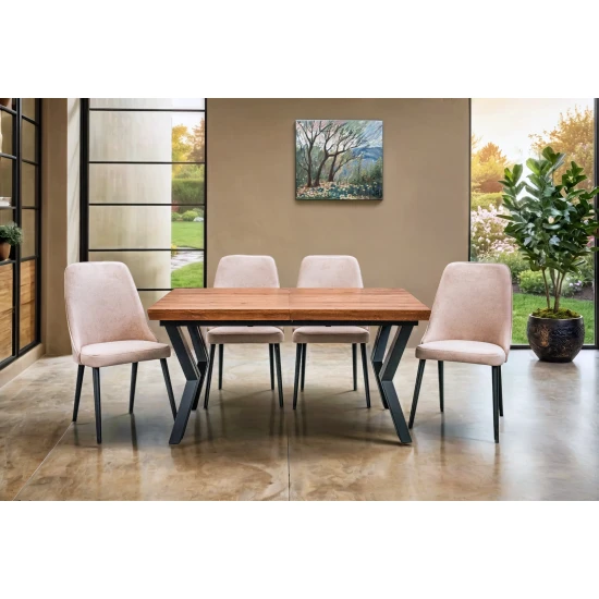 Stół Loft P1 150/100 +4×50 cm + 4 Krzesła Olo