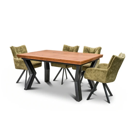 Stół Loft P1 150/100 +4×50 cm + 4 Krzesła Ivona