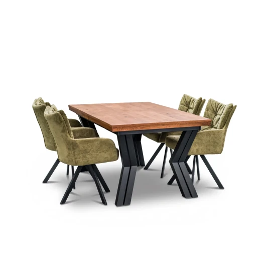 Stół Loft P1 150/100 +4×50 cm + 4 Krzesła Ivona