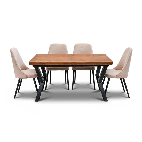 Stół Loft P1 150/100 +4×50 cm + 4 Krzesła Olo